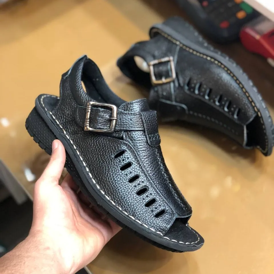 صندل مردانه چرم مدل یاقوت مشکی(498)