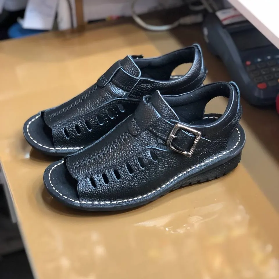 صندل مردانه چرم مدل یاقوت مشکی(498)