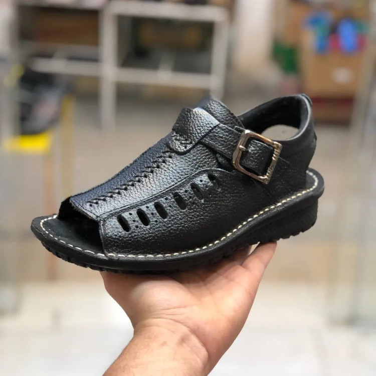 صندل مردانه چرم مدل یاقوت مشکی(498)