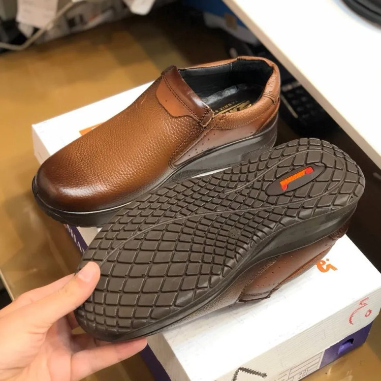 کفش مردانه تمام چرم عسلی طبی راحتی کد 152