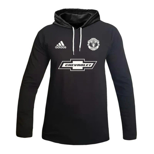 تیشرت آستین بلند مردانه کلاه دار طرح منچستر یونایتد در سه رنگ مشکی، سفید و زرد