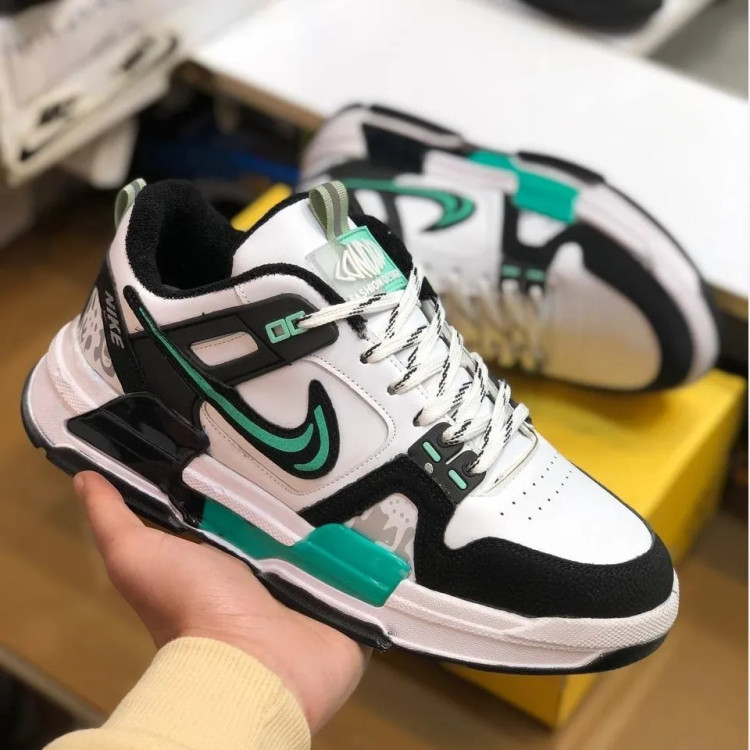 کتونی اسپرت مردانه سفید مشکی طرح نایک، مناسب پیاده روی و باشگاه