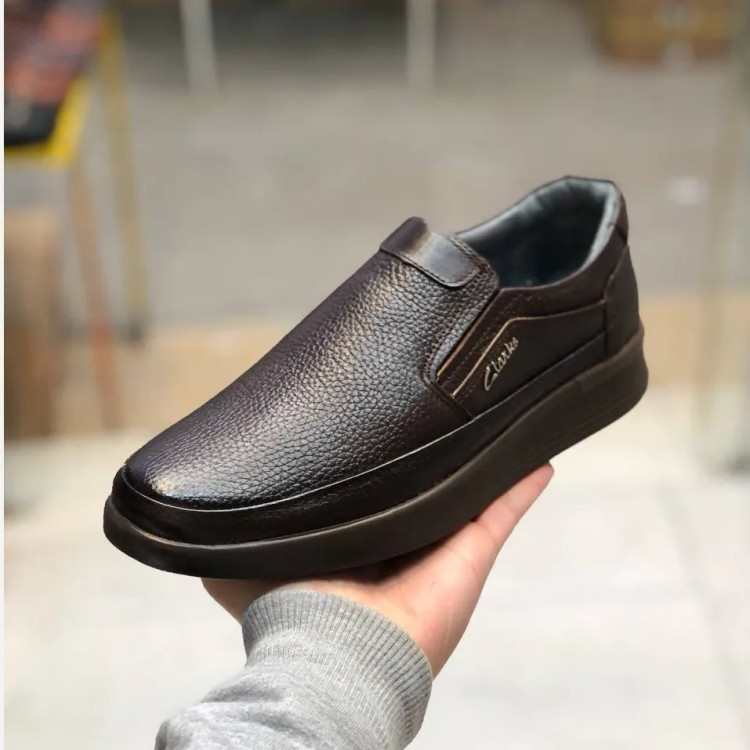 کفش چرم مردانه طبی بدون بند راحتی و شیک مدل سوخته