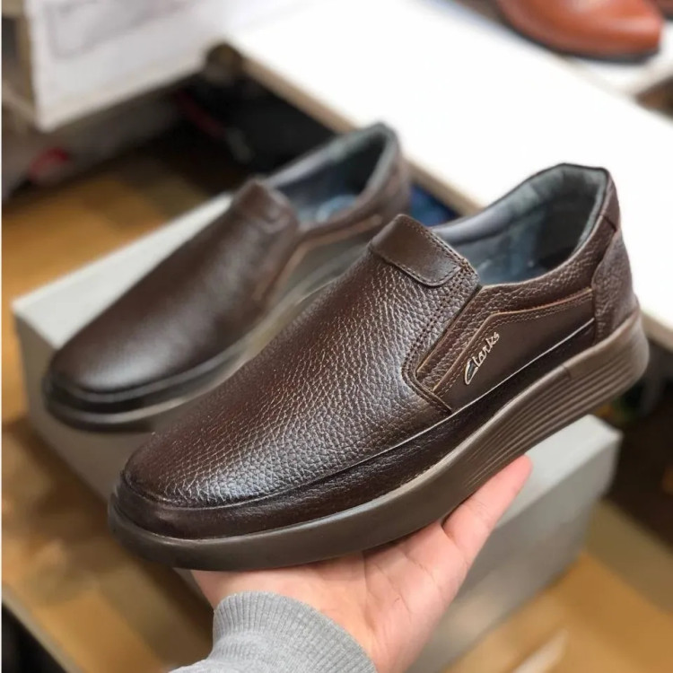 کفش چرم مردانه طبی بدون بند راحتی و شیک مدل سوخته