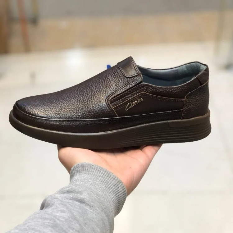 کفش چرم مردانه طبی بدون بند راحتی و شیک مدل سوخته