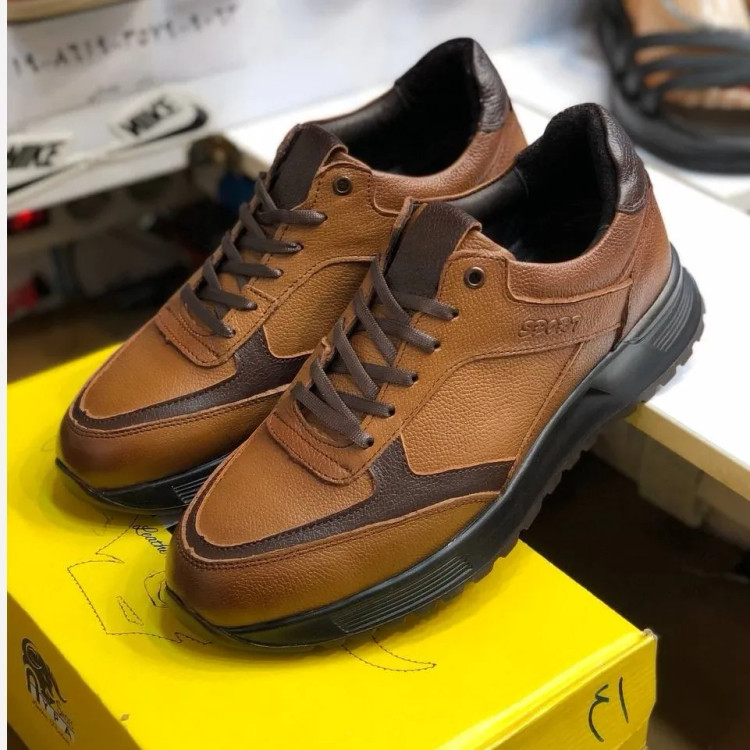 کفش مردانه چرم طبیعی فیگو مدل کلاسیک قهوهای کد 12345