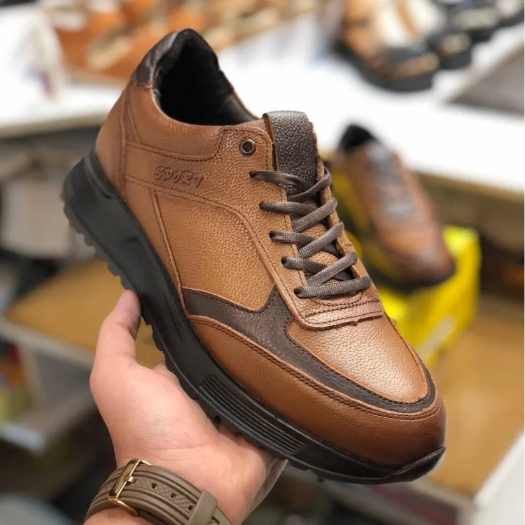 کفش مردانه چرم طبیعی فیگو مدل کلاسیک قهوهای کد 12345