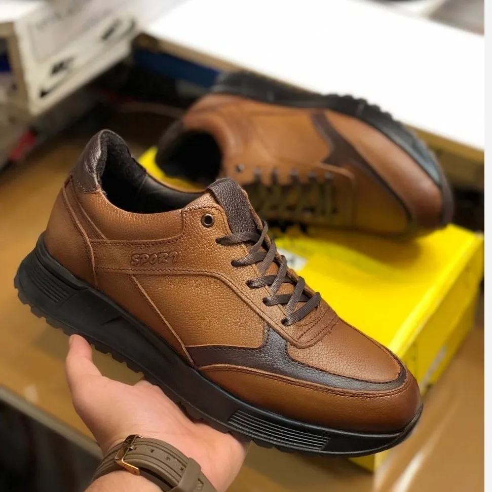 کفش مردانه چرم طبیعی فیگو مدل کلاسیک قهوهای کد 12345