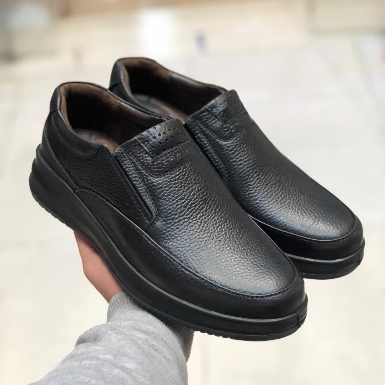 کفش مردانه چرمی شامی مشکی راحت و بادوام | زیره پیو | ضمانت دار