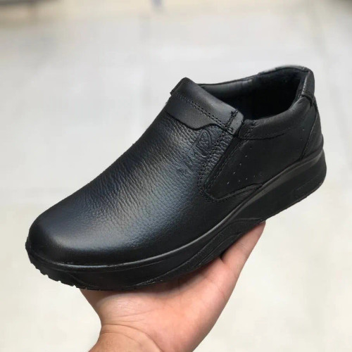 کفش مردانه تمام چرم طبیعی کد 1155 - طبی و راحت - مشکی