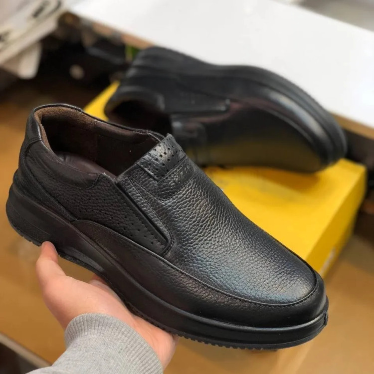 کفش مردانه چرمی شامی مشکی راحت و بادوام | زیره پیو | ضمانت دار