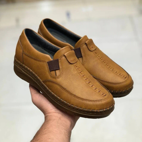 کفش چرم طبی زنانه مدل ساناز رنگ عسلی