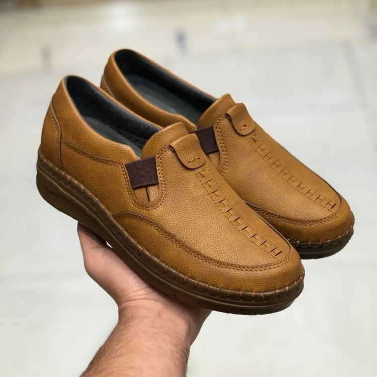 کفش چرم طبی زنانه مدل ساناز رنگ عسلی