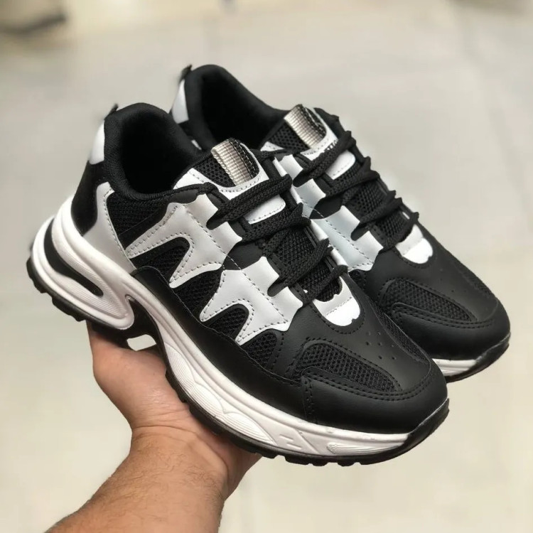 کفش اسپرت مشکی سفید زنانه و مردانه شیک و راحت مناسب باشگاه و پیاده روی