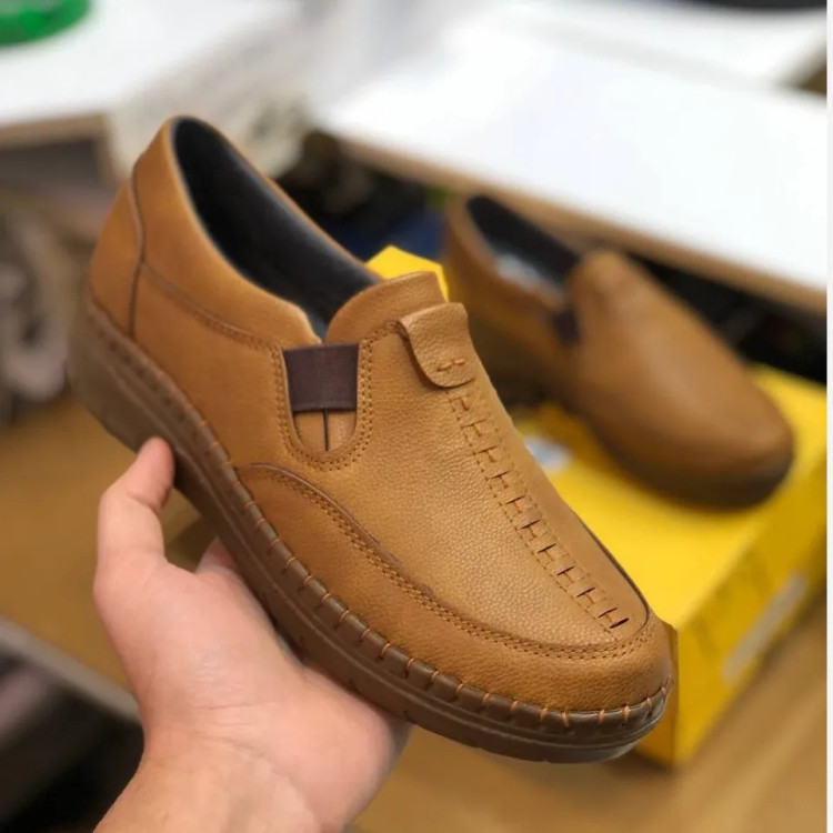 کفش چرم طبی زنانه مدل ساناز رنگ عسلی