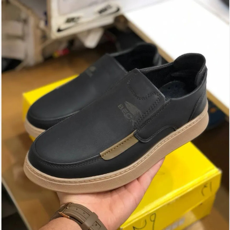 کفش روزمره مردانه چرم صنعتی سبک و راحت بدون بند BECK