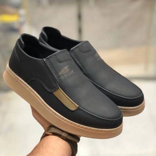 کفش روزمره مردانه چرم صنعتی سبک و راحت بدون بند BECK