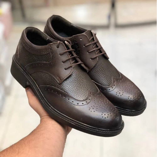 کفش چرم مردانه مجلسی عسلی طبی و راحت کد 123