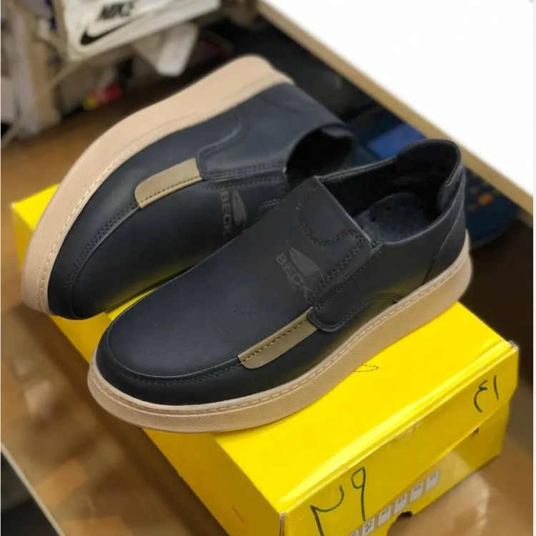 کفش روزمره مردانه چرم صنعتی سبک و راحت بدون بند BECK