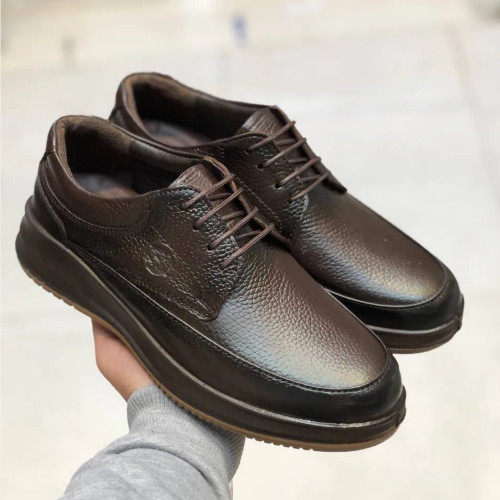 کفش مردانه چرم طبیعی شامی بندی عریض و راحت اداری روزمره