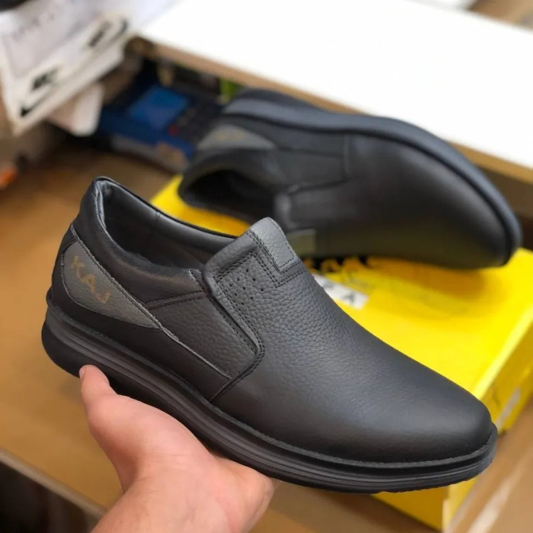 کفش چرم مردانه مشکی طبی رویه گاوی زیره پیو سبک و راحت اداری روزمره