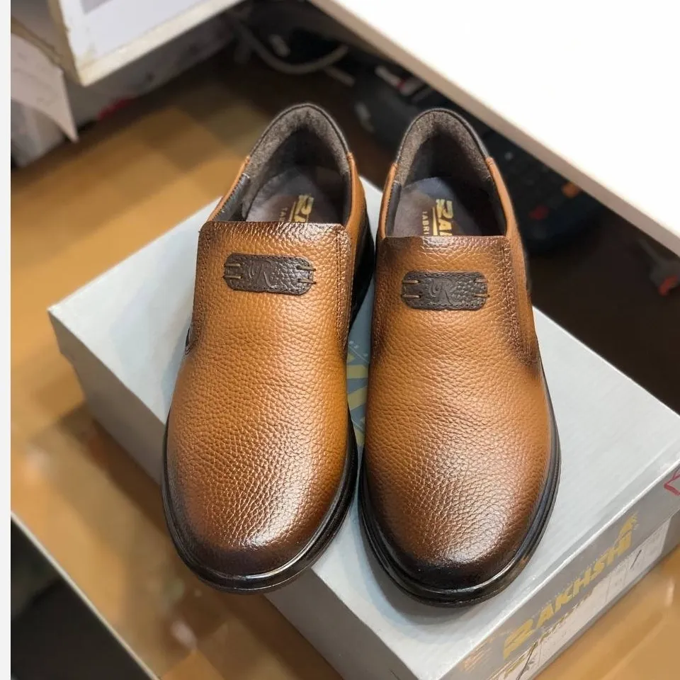 کفش چرم طبیعی مردانه عسلی طبی روزمره زیره پیو نشکن یک سال گارانتی