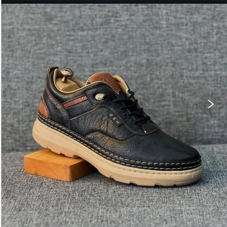 کفش مردانه چرم صنعتی مشکی شیک و راحت مدل روز | مناسب استفاده روزمره و نیمه رسمی