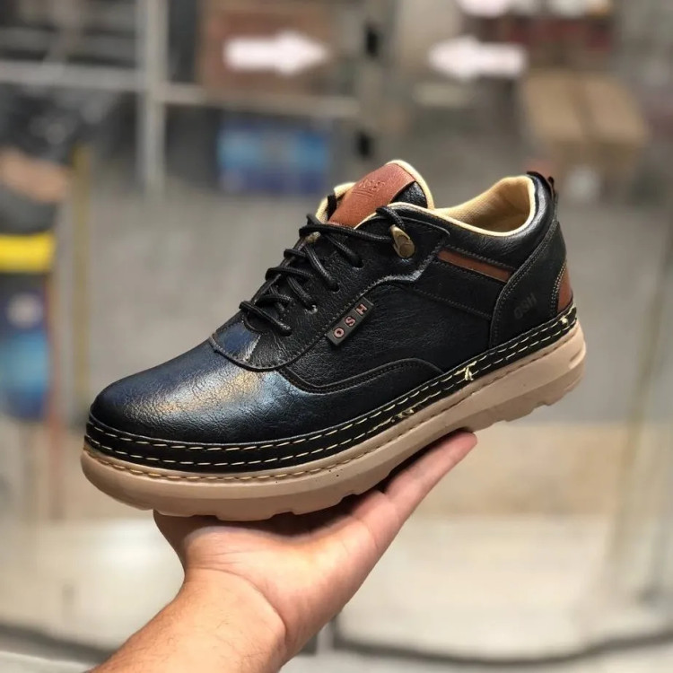 کفش مردانه چرم صنعتی مشکی شیک و راحت مدل روز | مناسب استفاده روزمره و نیمه رسمی