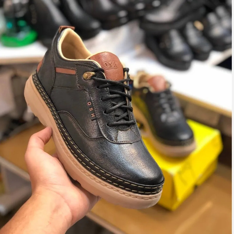 کفش مردانه چرم صنعتی مشکی شیک و راحت مدل روز | مناسب استفاده روزمره و نیمه رسمی