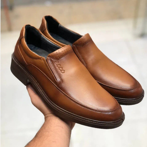 کفش چرم طبیعی مردانه مدل بی بند کلاسیک طبی و راحت قهوه ای