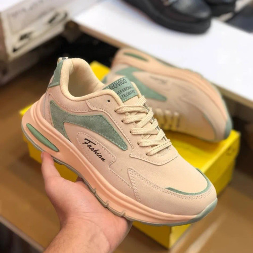 کفش اسپرت زنانه کرم سبز شیک و راحت مناسب پیاده روی و باشگاه