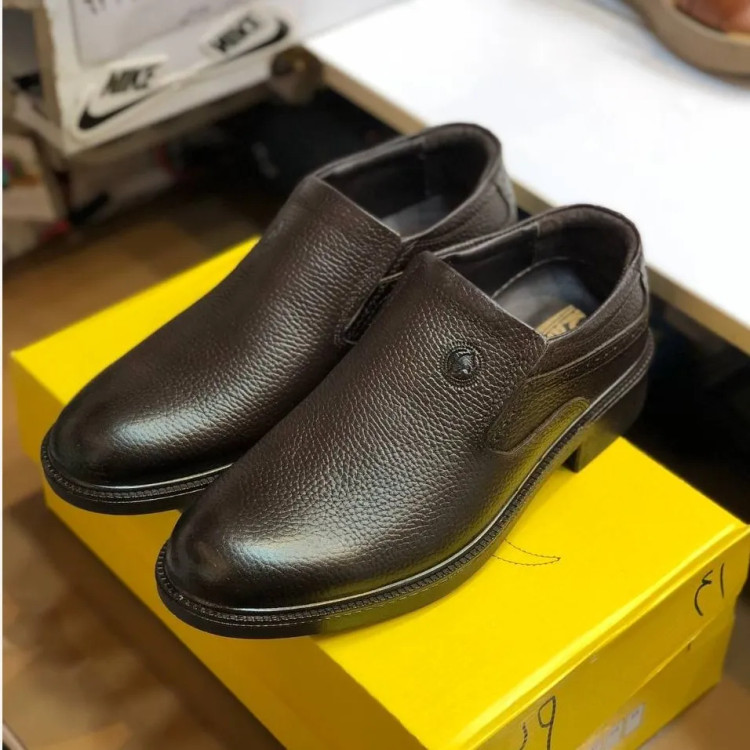 کفش چرم طبیعی مردانه مدل بی بند کلاسیک طبی و راحت بادوام