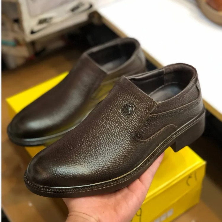 کفش چرم طبیعی مردانه مدل بی بند کلاسیک طبی و راحت بادوام