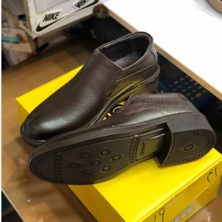 کفش چرم طبیعی مردانه مدل بی بند کلاسیک طبی و راحت بادوام