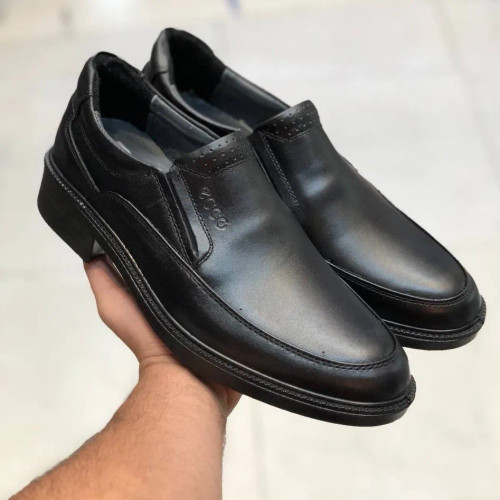 کفش چرم طبیعی مردانه کلاسیک مدل بی بند راحت طبی بادوام مشکی