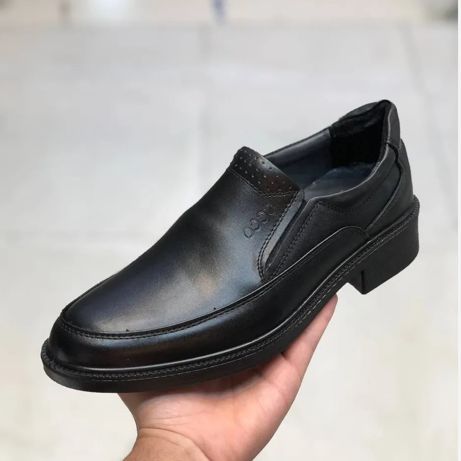 کفش چرم طبیعی مردانه کلاسیک مدل بی بند راحت طبی بادوام مشکی