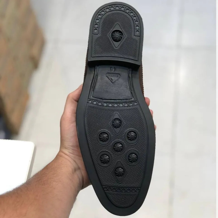 کفش مردانه چرم عسلی کلاسیک اداری و رسمی طبی راحت