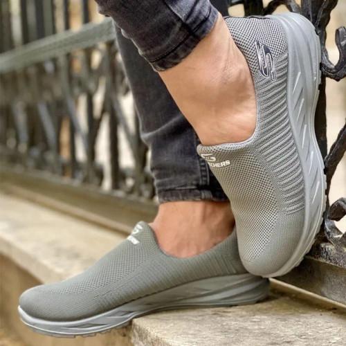 کفش اسکیچرز زنانه طوسی مدل روزمره تنفس پذیر سبک و راحت سایز 41 تا 44