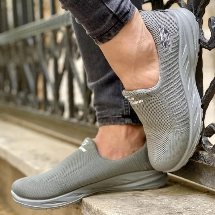 کفش اسکیچرز زنانه طوسی مدل روزمره تنفس پذیر سبک و راحت سایز 41 تا 44