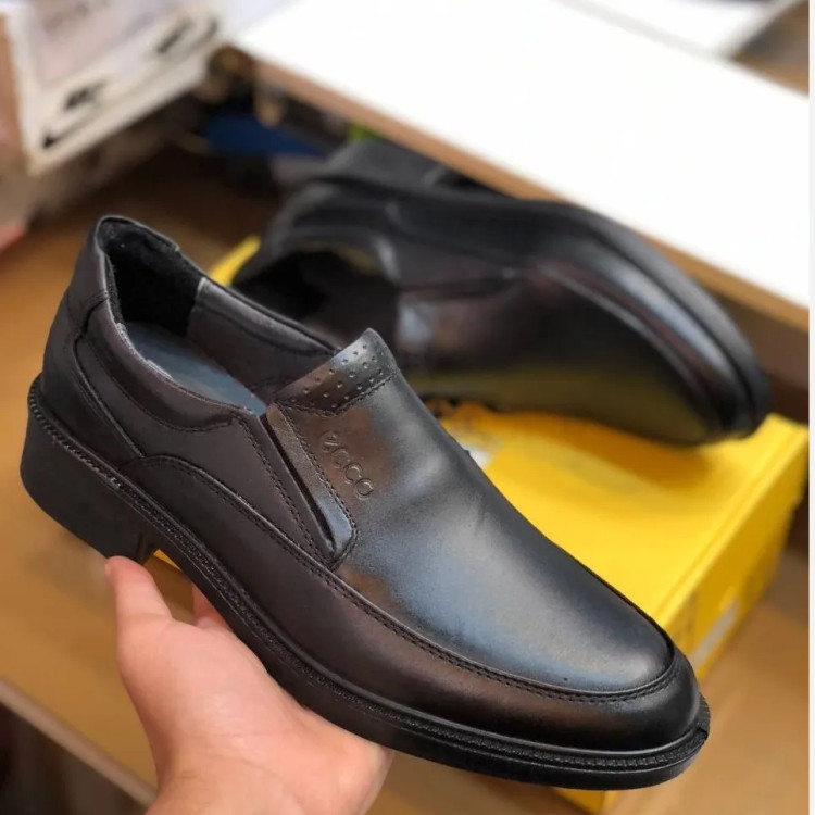 کفش چرم طبیعی مردانه کلاسیک مدل بی بند راحت طبی بادوام مشکی