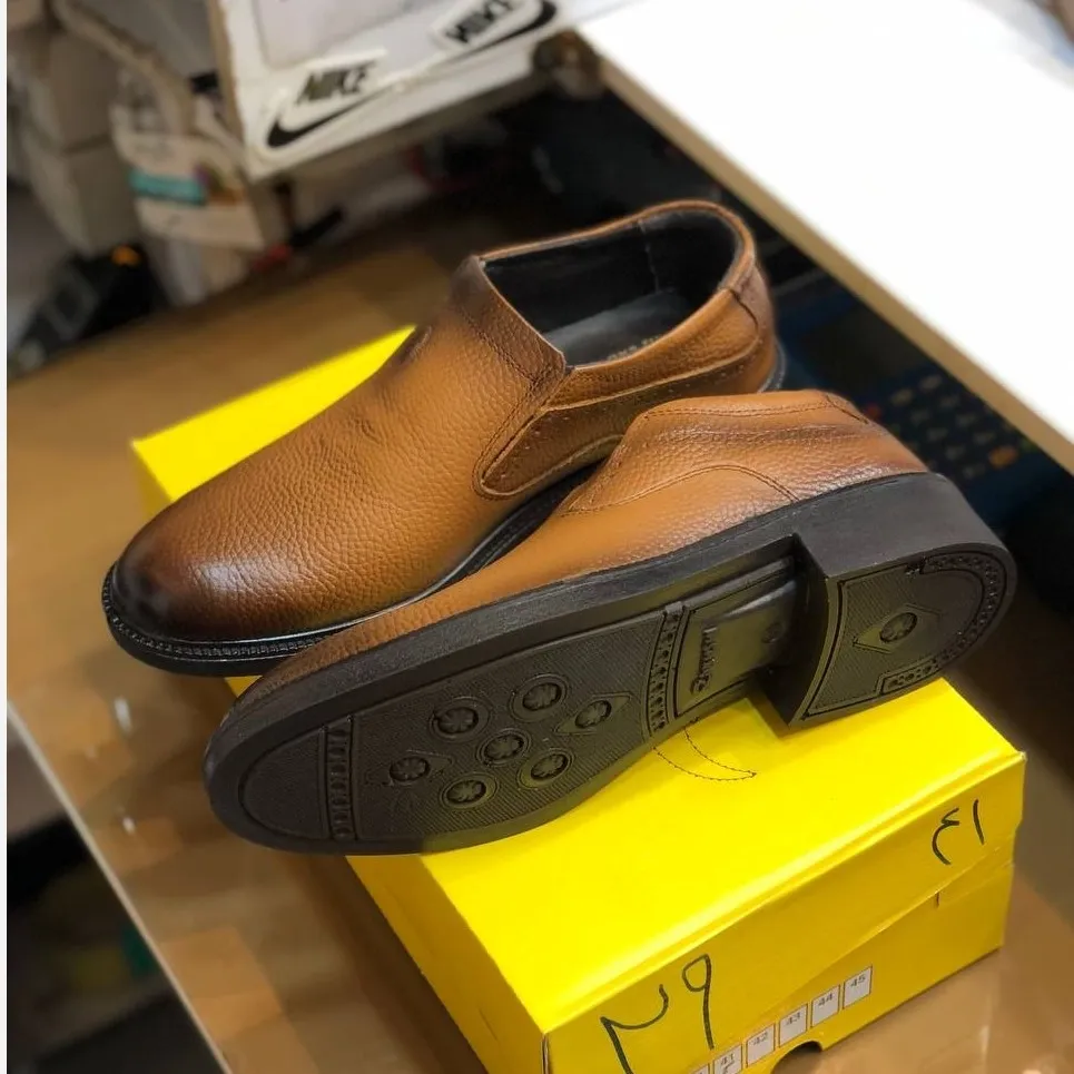 کفش چرم طبیعی مردانه مدل بی بند کلاسیک طبی و راحت