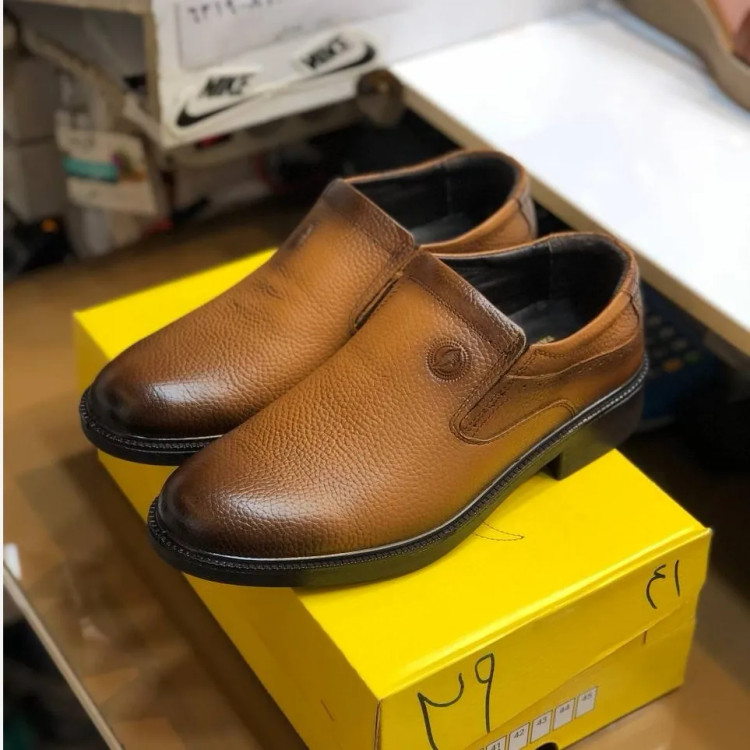 کفش چرم طبیعی مردانه مدل بی بند کلاسیک طبی و راحت