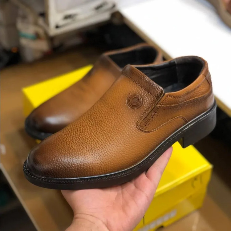کفش چرم طبیعی مردانه مدل بی بند کلاسیک طبی و راحت