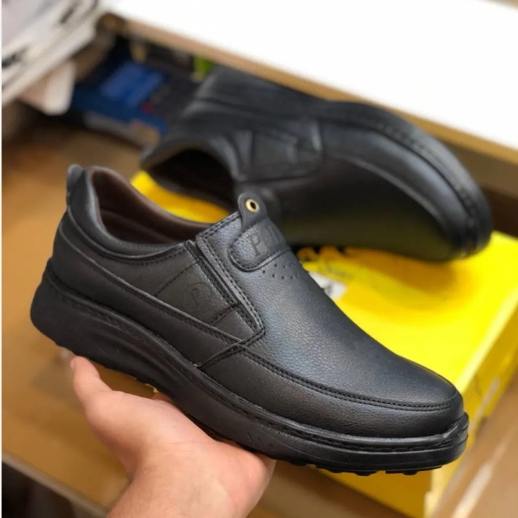 کفش مردانه مدل پولو چرم صنعتی مشکی دوردوخت راحت اداری رسمی