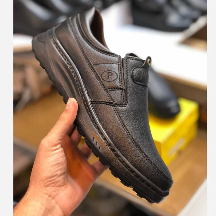 کفش مردانه مدل پولو چرم صنعتی مشکی دوردوخت راحت اداری رسمی