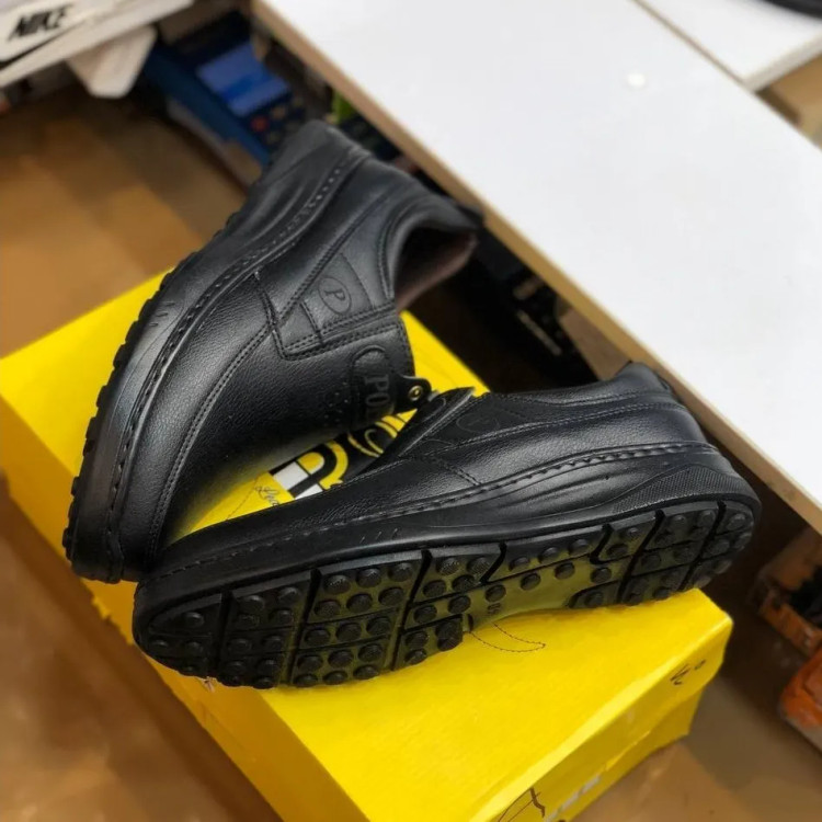 کفش مردانه مدل پولو چرم صنعتی مشکی دوردوخت راحت اداری رسمی