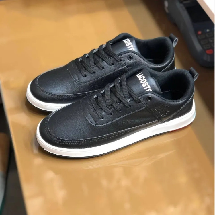 کفش لاگوست مشکی مردانه چرم صنعتی کد 122