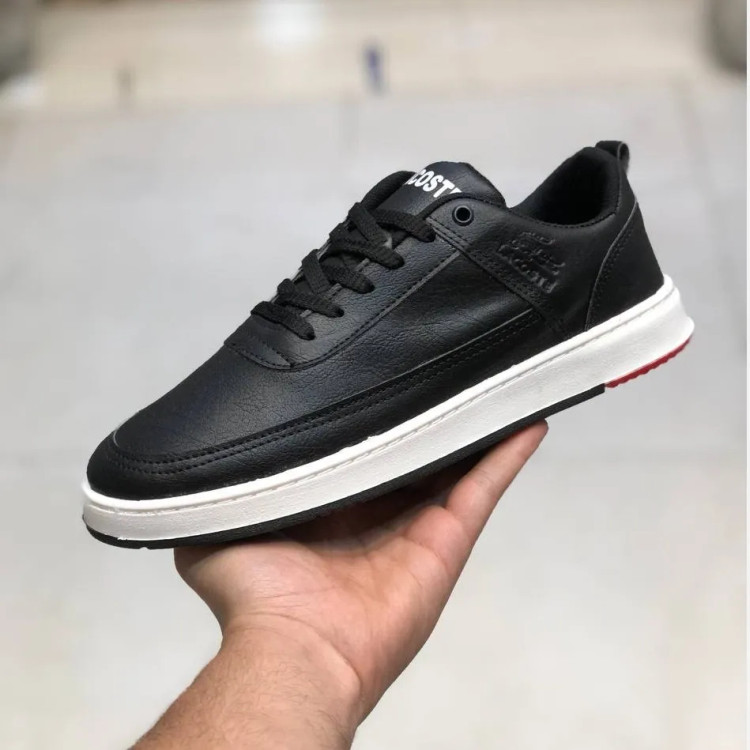 کفش لاگوست مشکی مردانه چرم صنعتی کد 122