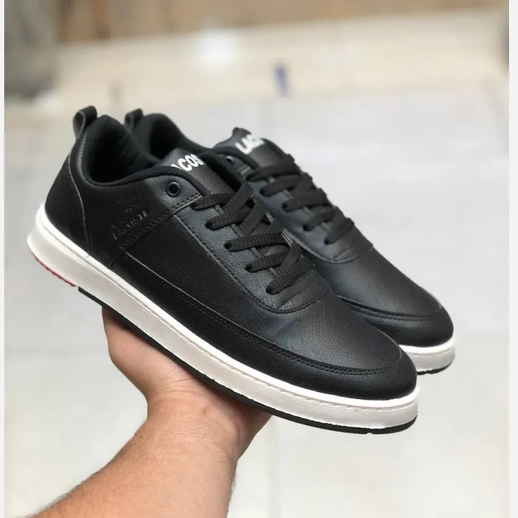 کفش لاگوست مشکی مردانه چرم صنعتی کد 122