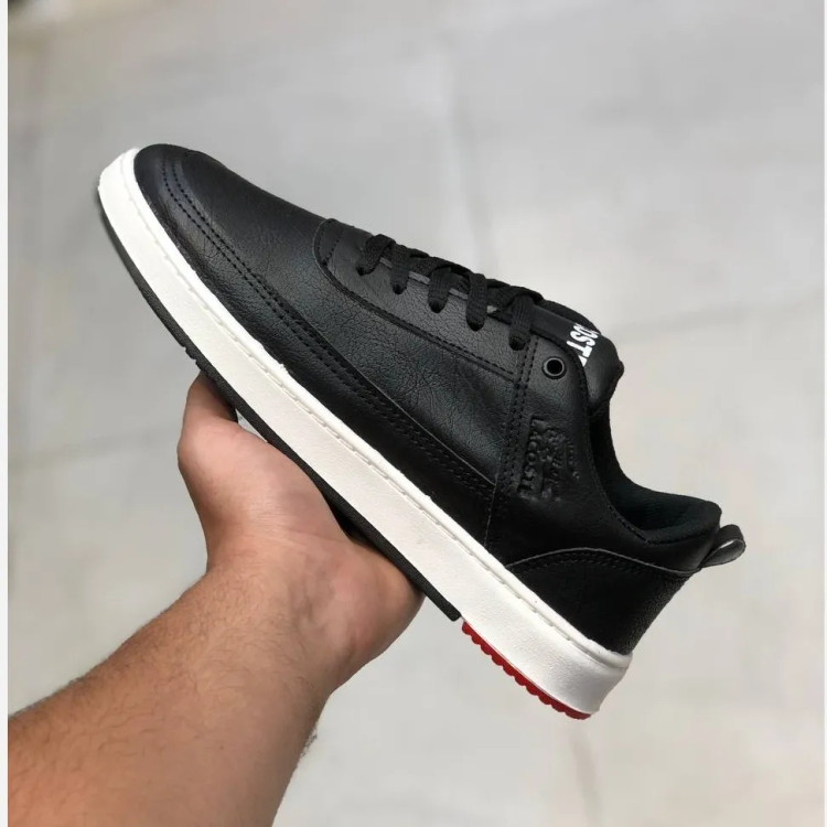 کفش لاگوست مشکی مردانه چرم صنعتی کد 122